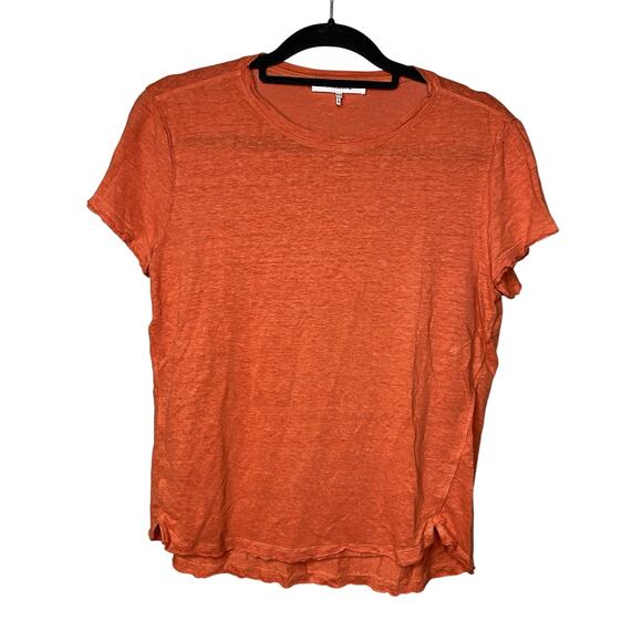 FRAME Easy True Organic Linen T-shirt Orange Women's Medium Casual Basic Luxury - Picture 1 of 5